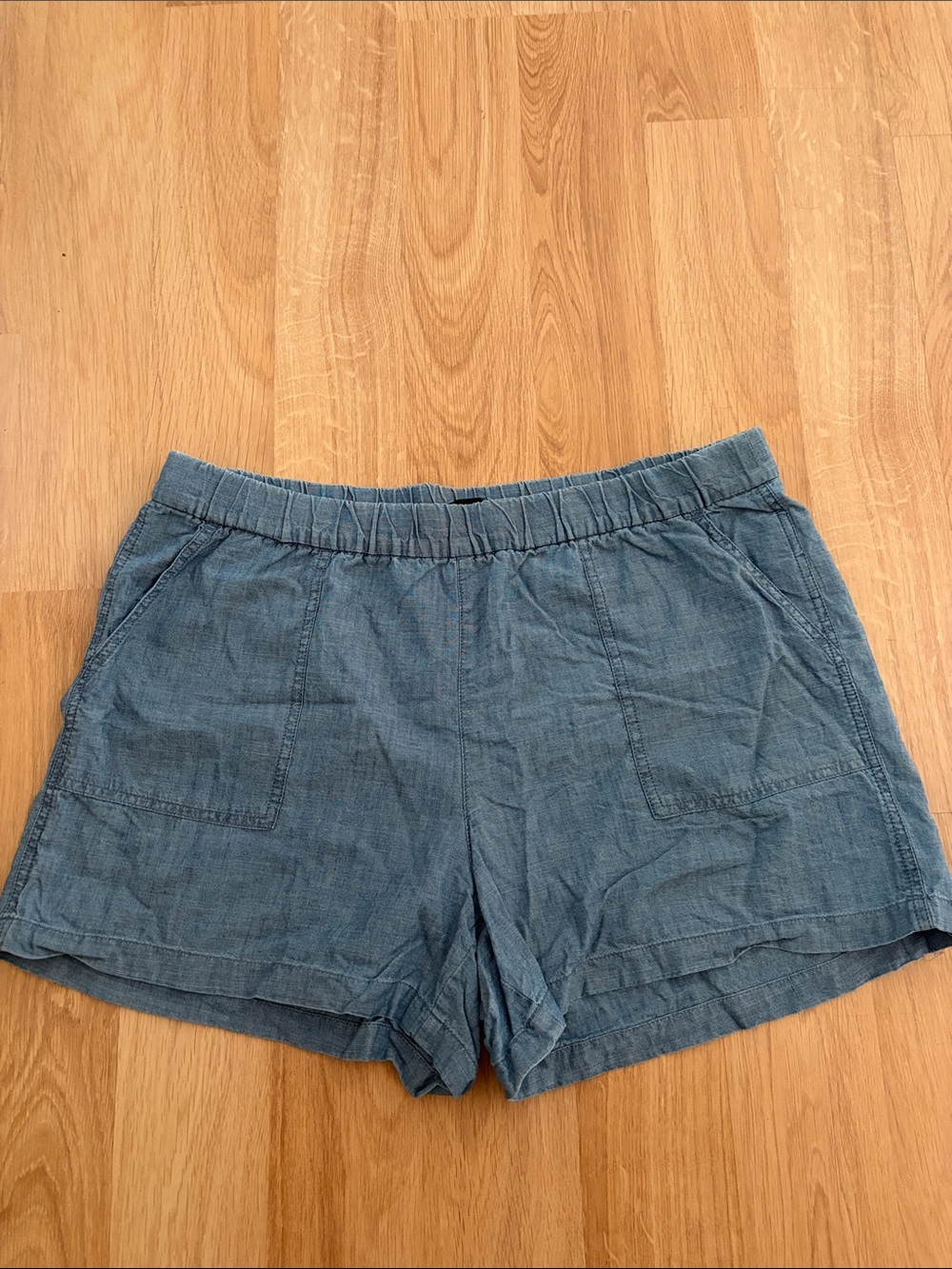 J. Crew Blue Chambray Light High-Waist Shorts